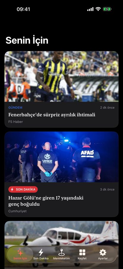 HaberPlus ekran görüntüsü: Senin için