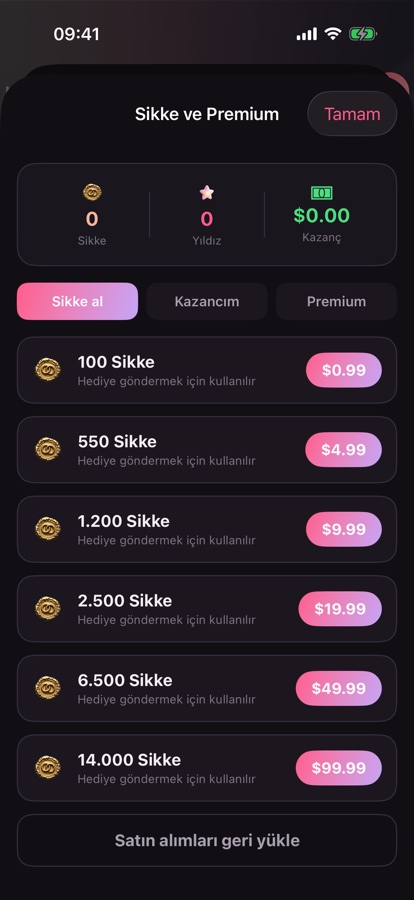 Phazar ekran görüntüsü: Sikke ve Premium