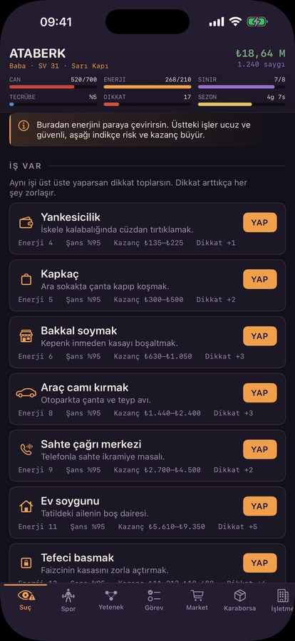 The Bandits ekran görüntüsü: Suç listesi