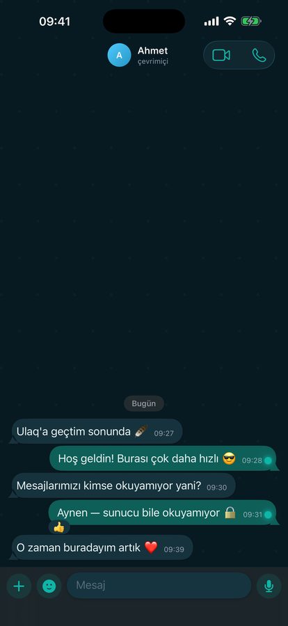 Ulaq ekran görüntüsü: Sohbet ekranı