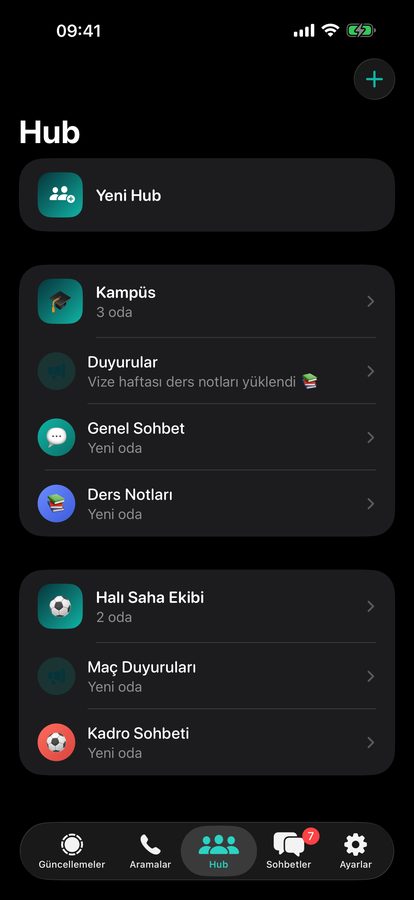 Ulaq ekran görüntüsü: Hub toplulukları